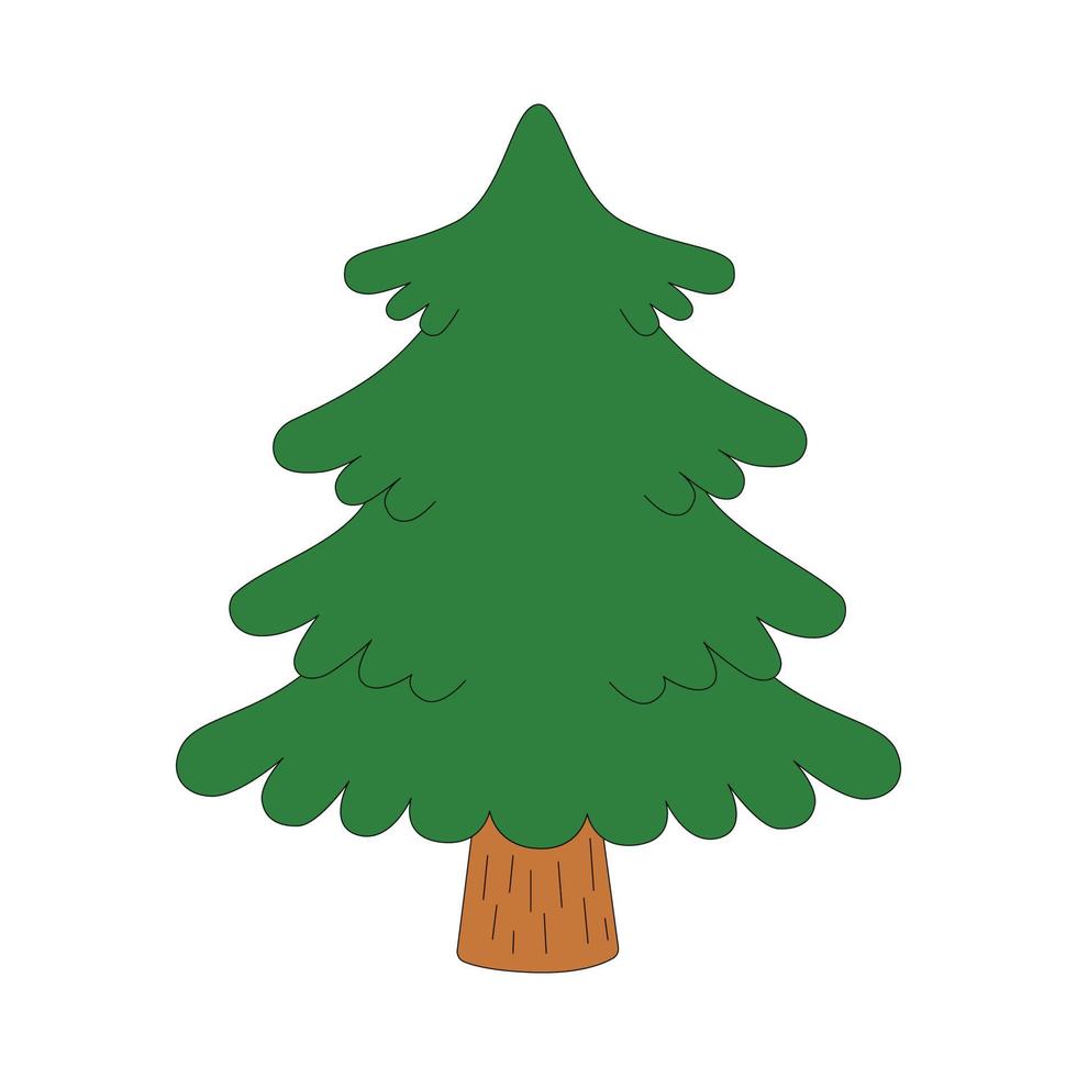 árbol de navidad en estilo de dibujos animados. elemento de decoración para tarjetas de felicitación navideñas. ilustración vectorial aislado sobre fondo blanco vector