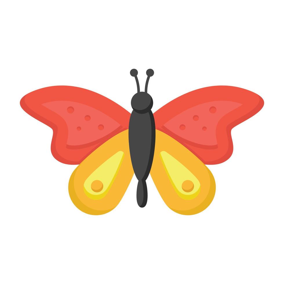 insecto volador, icono de mariposa de estilo plano, vector