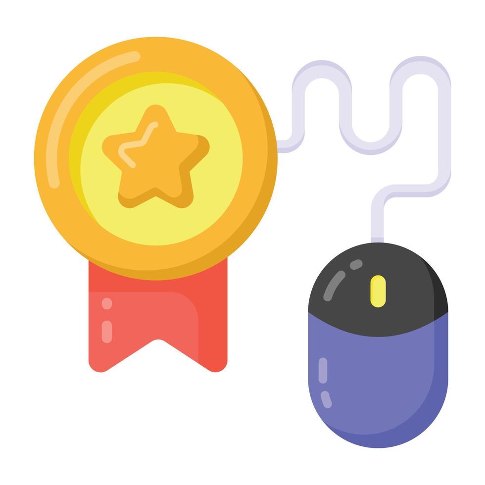 Badge connected with mouse showcasing online badge icon vector