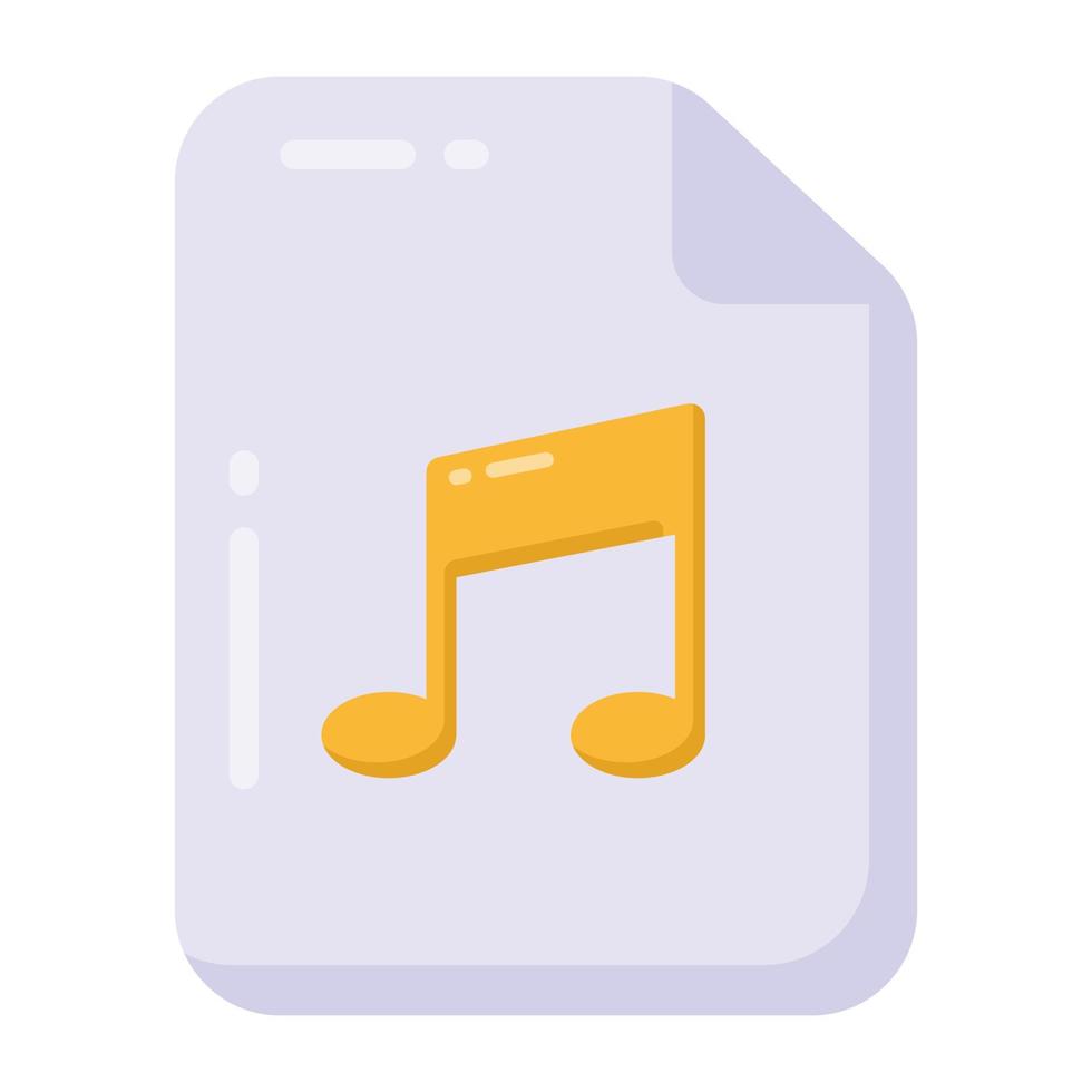 Melody on folded paper, music file icon vector