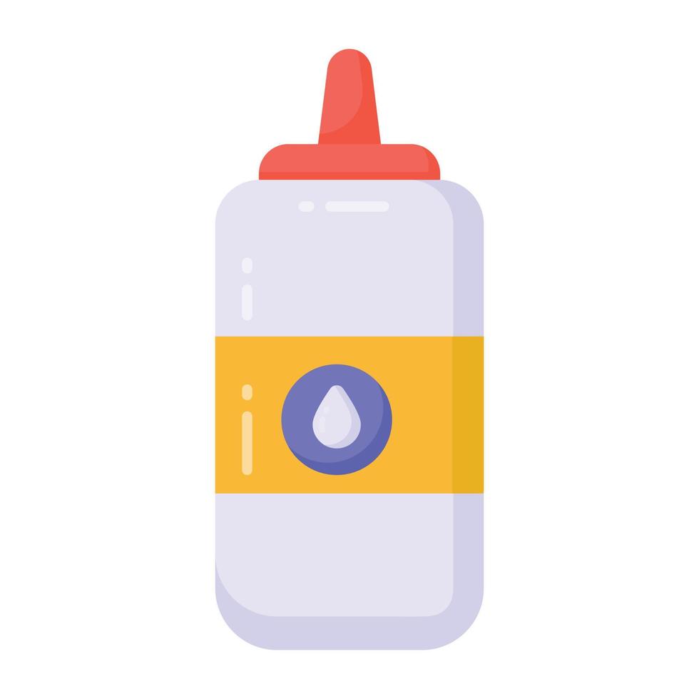 Icon of glue bottle, a sticky stationery item in modern flat style vector