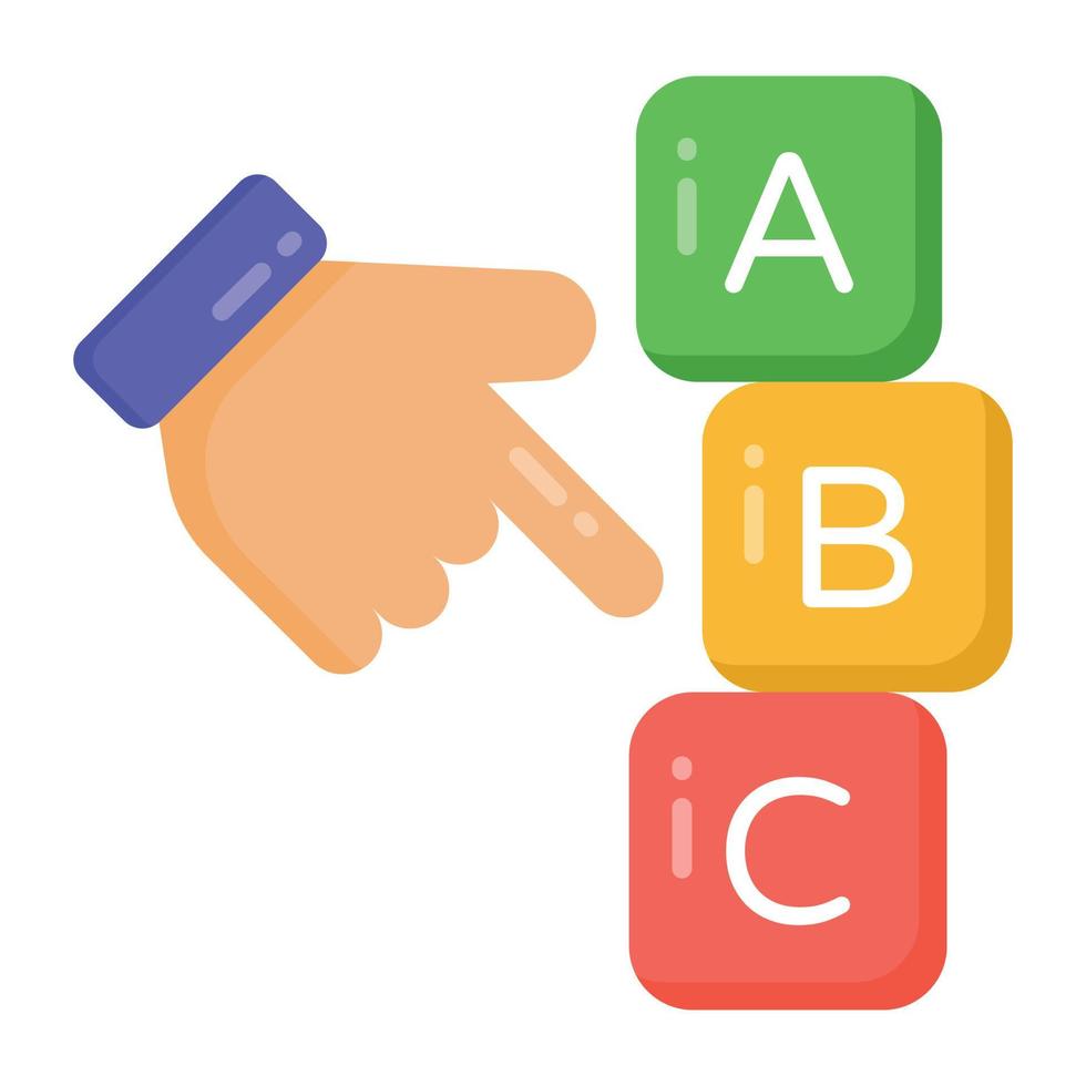 icono plano de aprendizaje alfabético, educación básica vector