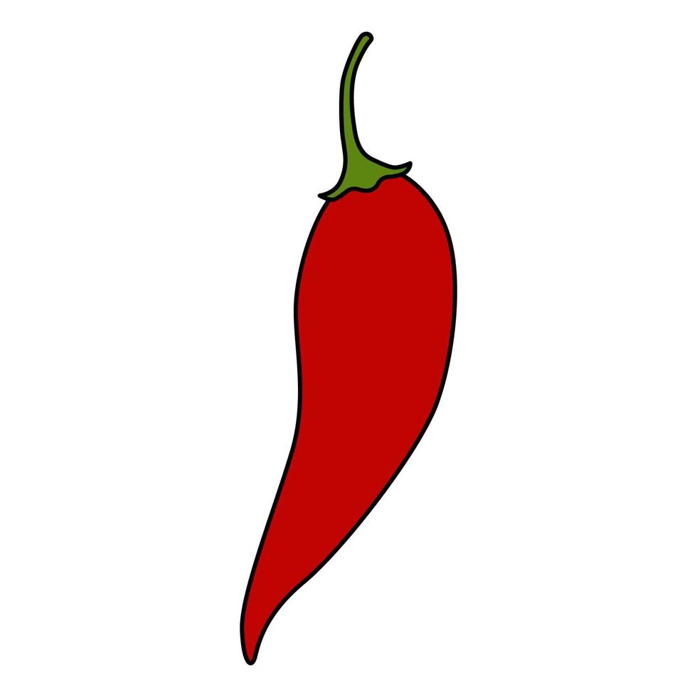 Cartoon pod of chili pepper. Colorful vector illustration isolated on white background