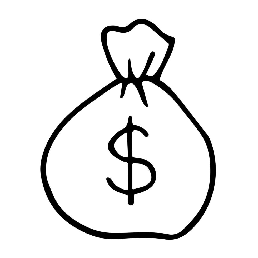 Bag of money with dollar sign. Vector illustration in doodle style ...