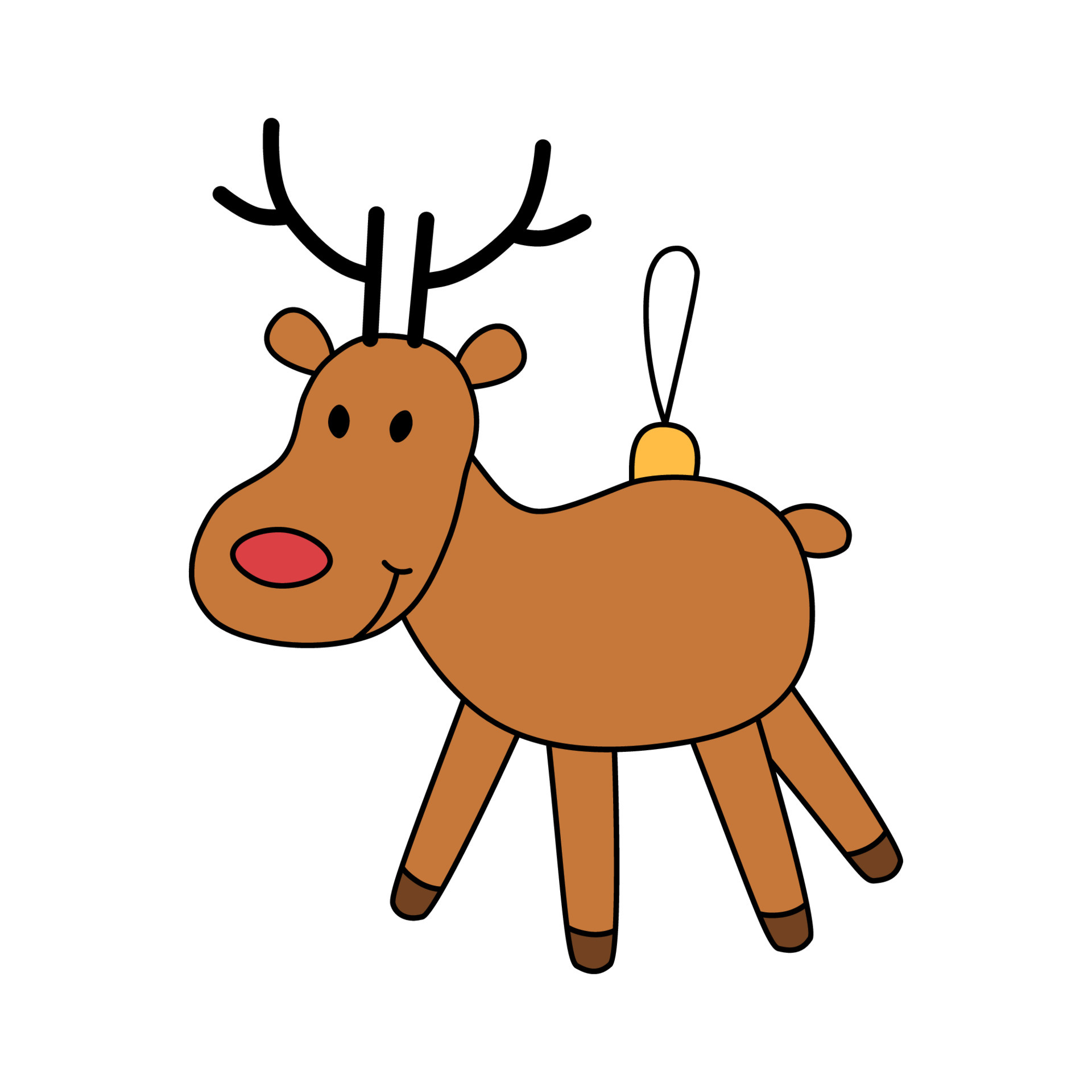 Deer christmas toy in cartoon style. Vector illustration isolated on ...