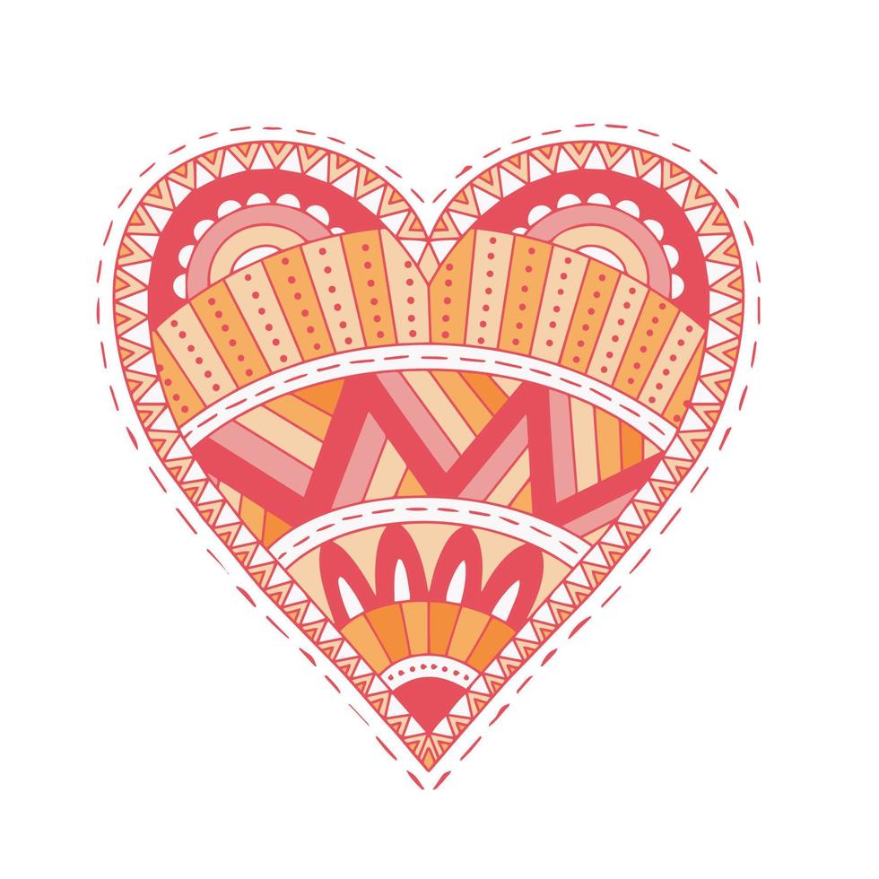 Vector element-decorative heart in pink-orange palette