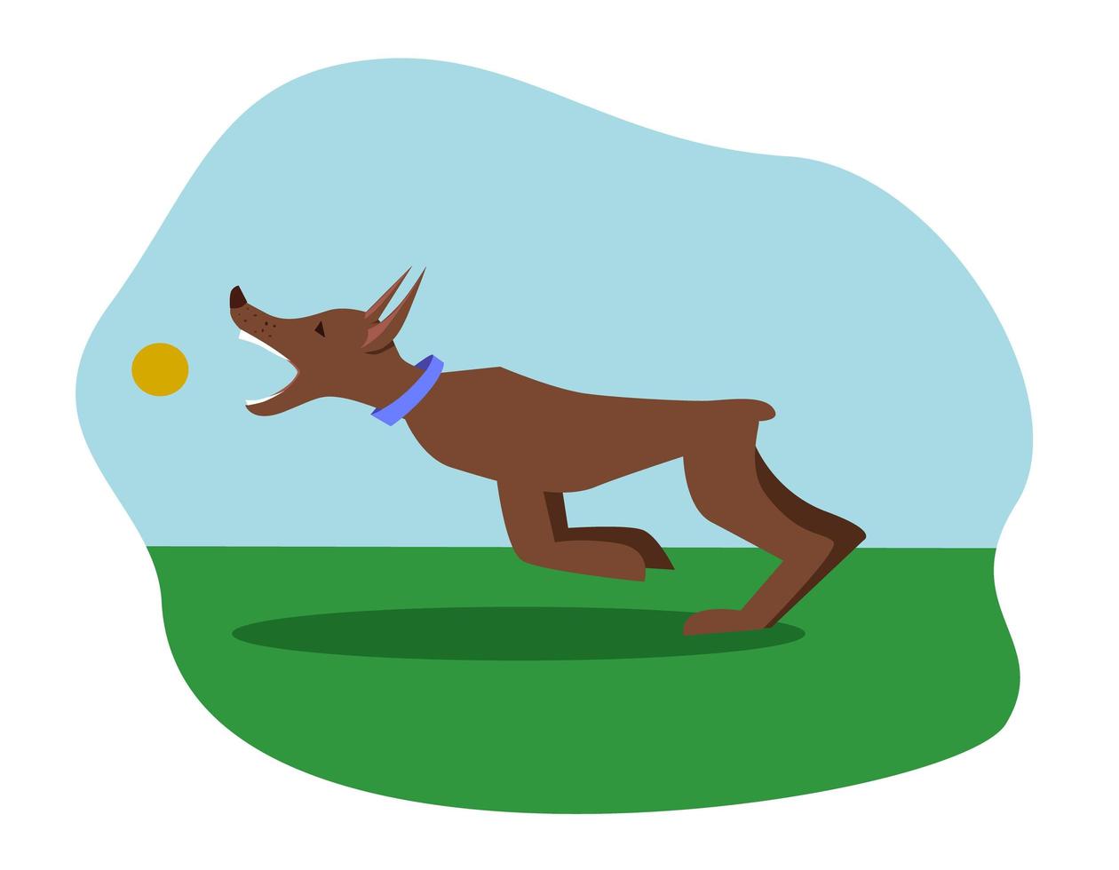 perro jugando con una pelota. corriendo al aire libre. ilustración vectorial vector