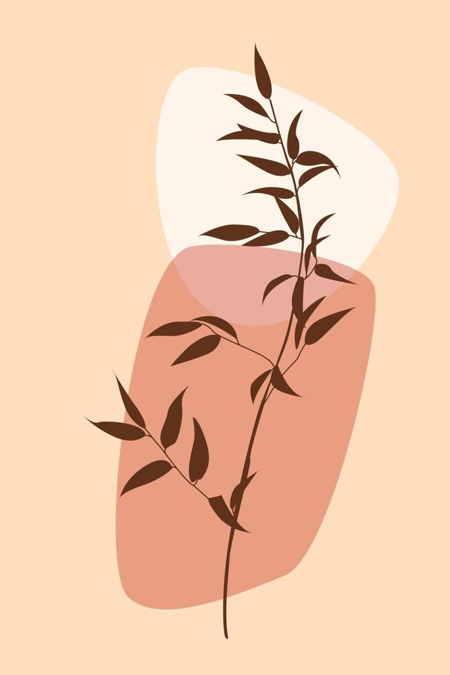 Vector abstract branch boho poster. Minimalist floral contemporary design