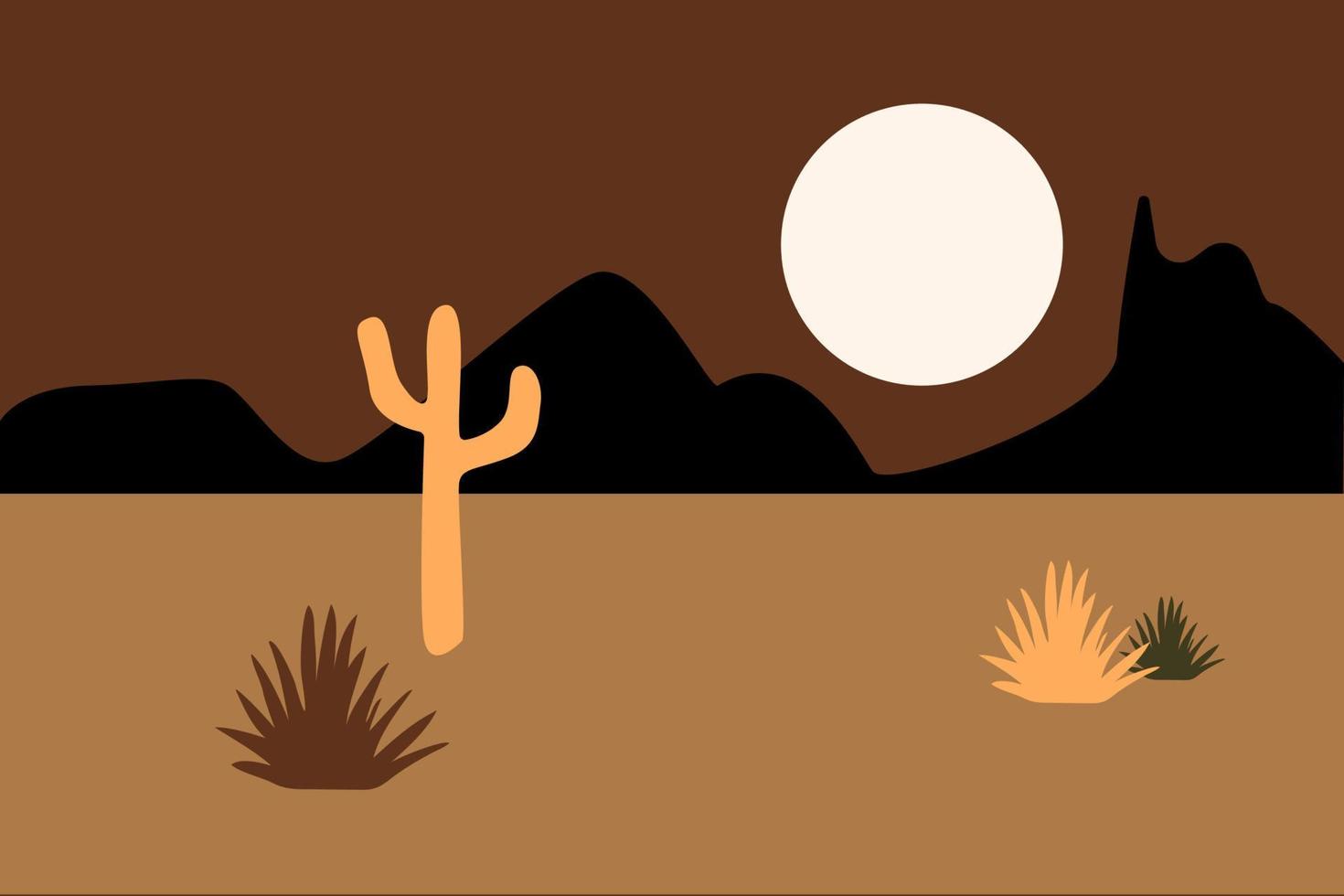 Abstract cactus desert. Color vector flat illustration