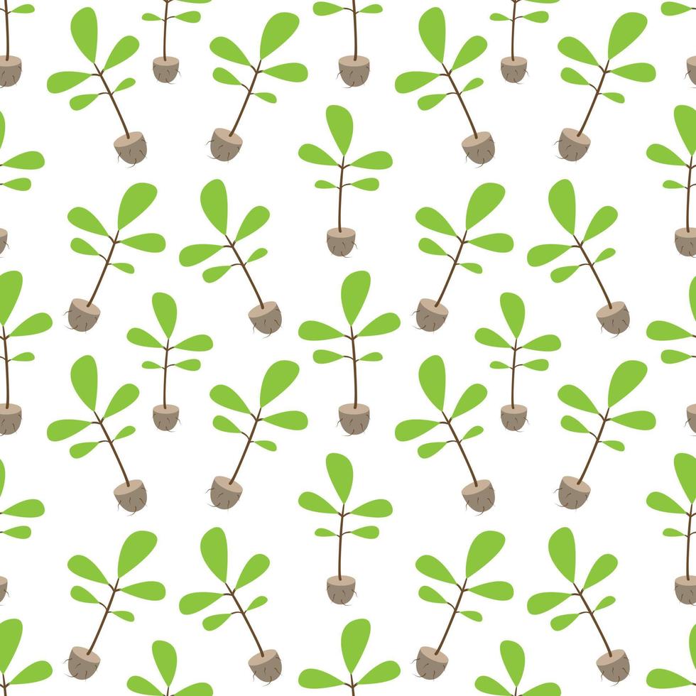 Tree sapling with roots and ground seamless pattern vector