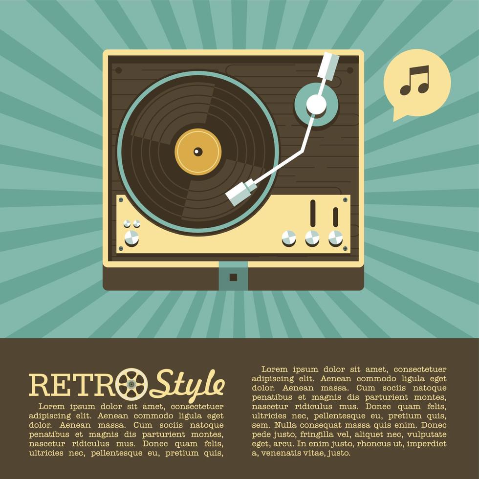reproductor de discos de vinilo. musica retra logotipo, icono. ilustración vectorial con lugar para texto. vector