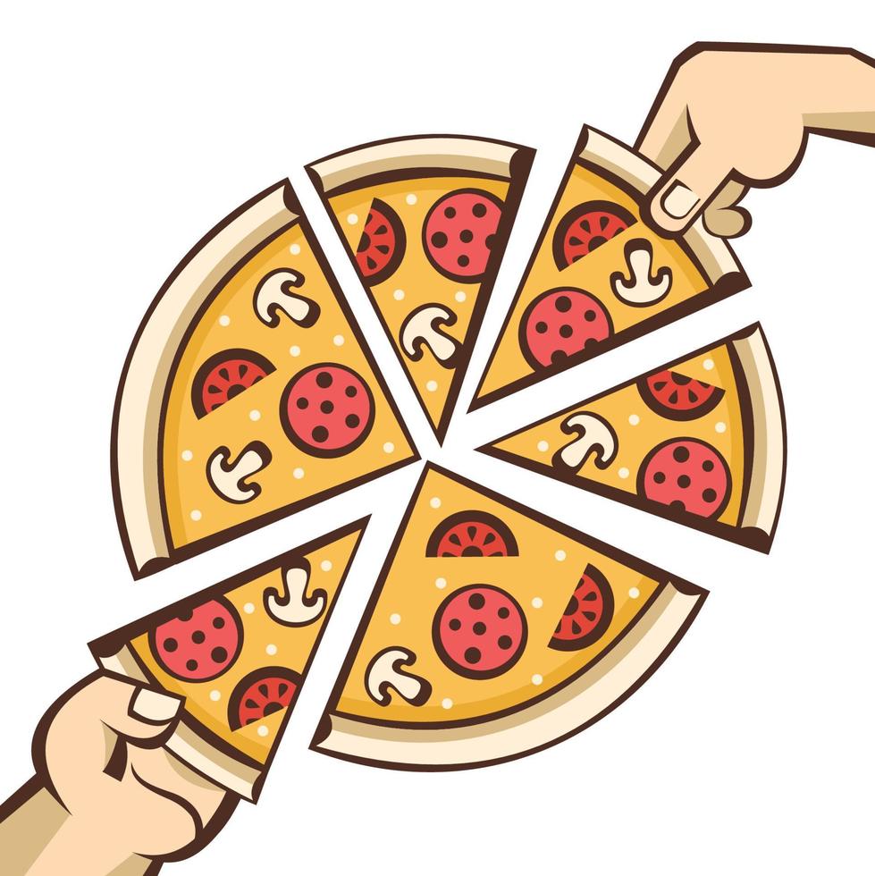 ilustración vectorial de pizza. logotipo de pizza italiana. en estilo de dibujos animados. vector
