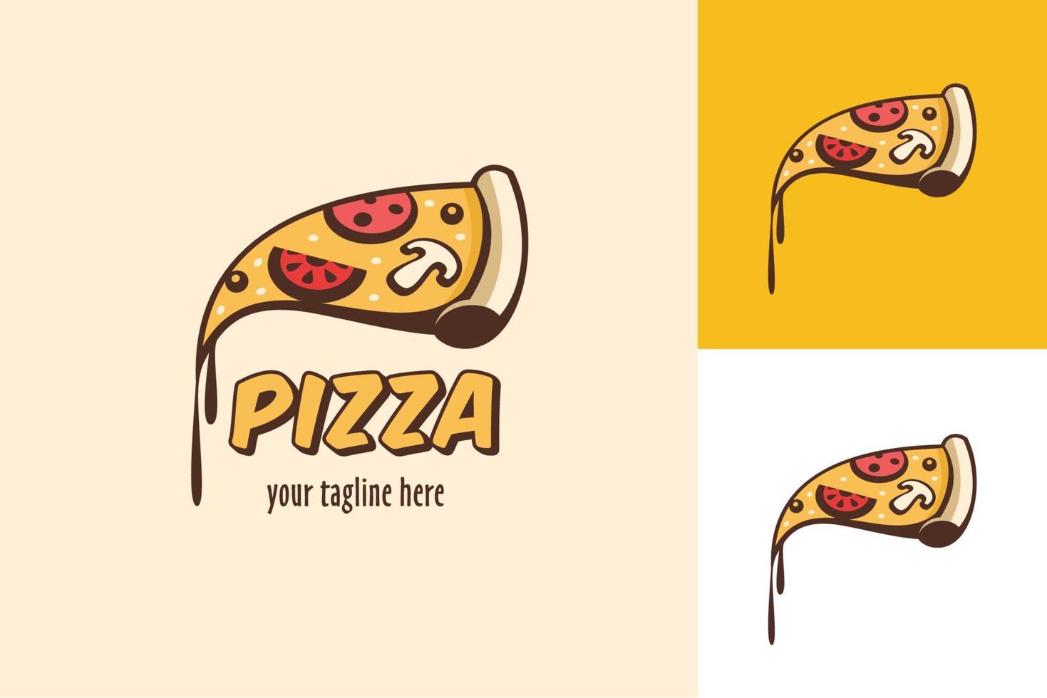 Vector illustration of pizza. Italian pizza logo. In cartoon style.