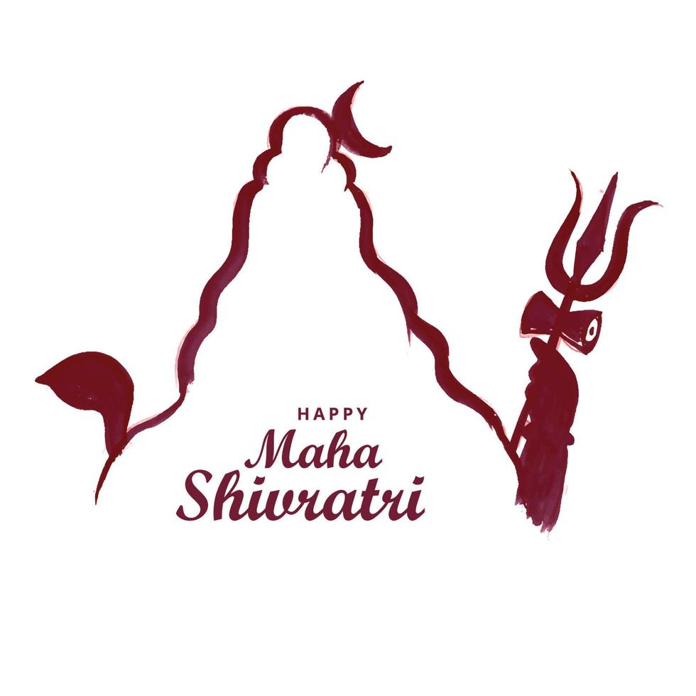 Hand draw maha shivratri for lord shiva sketch card design vector