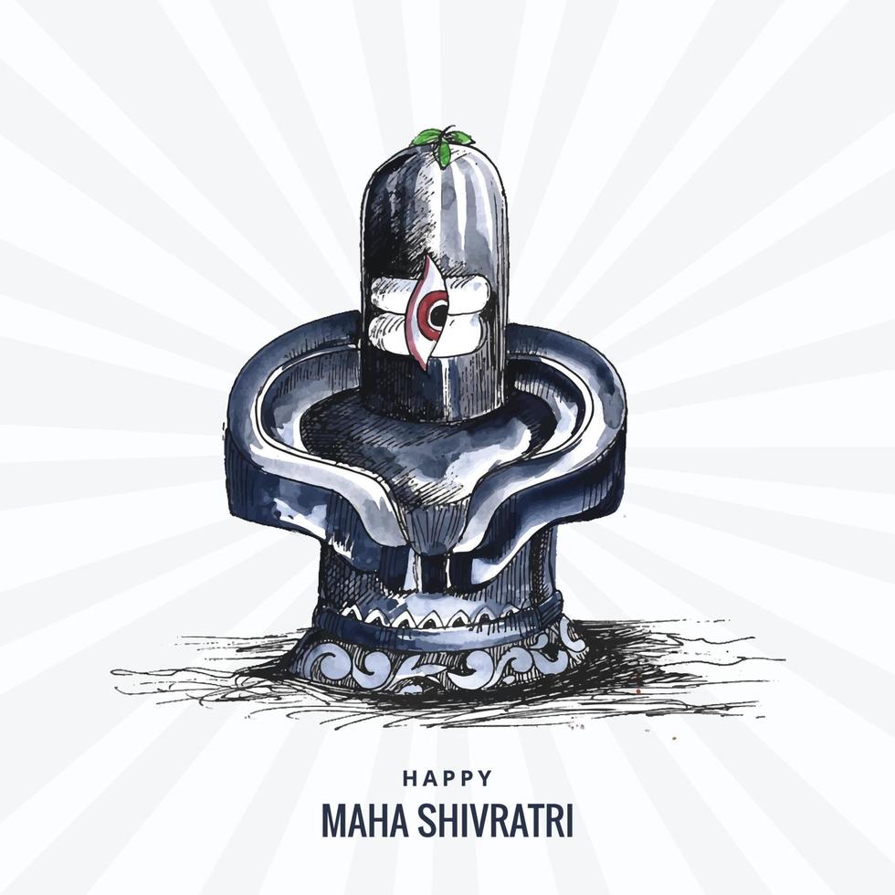 Maha shivratri festival background with shiv ling card design vector