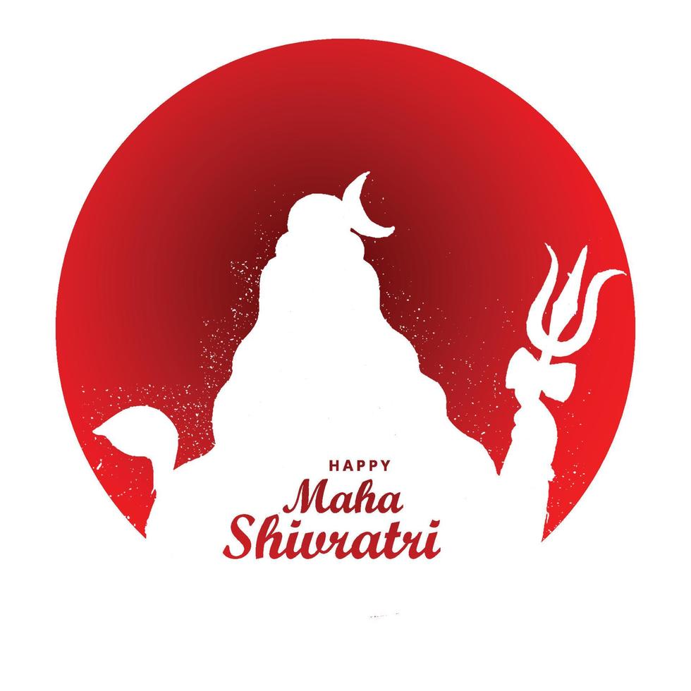 Maha shivratri for lord shiva silhouette card background vector