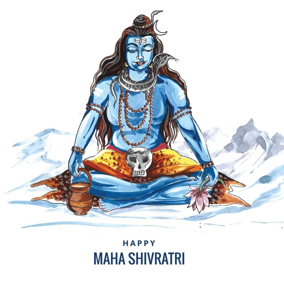 Hindu lord shiva for indian god maha shivratri beautiful card background vector