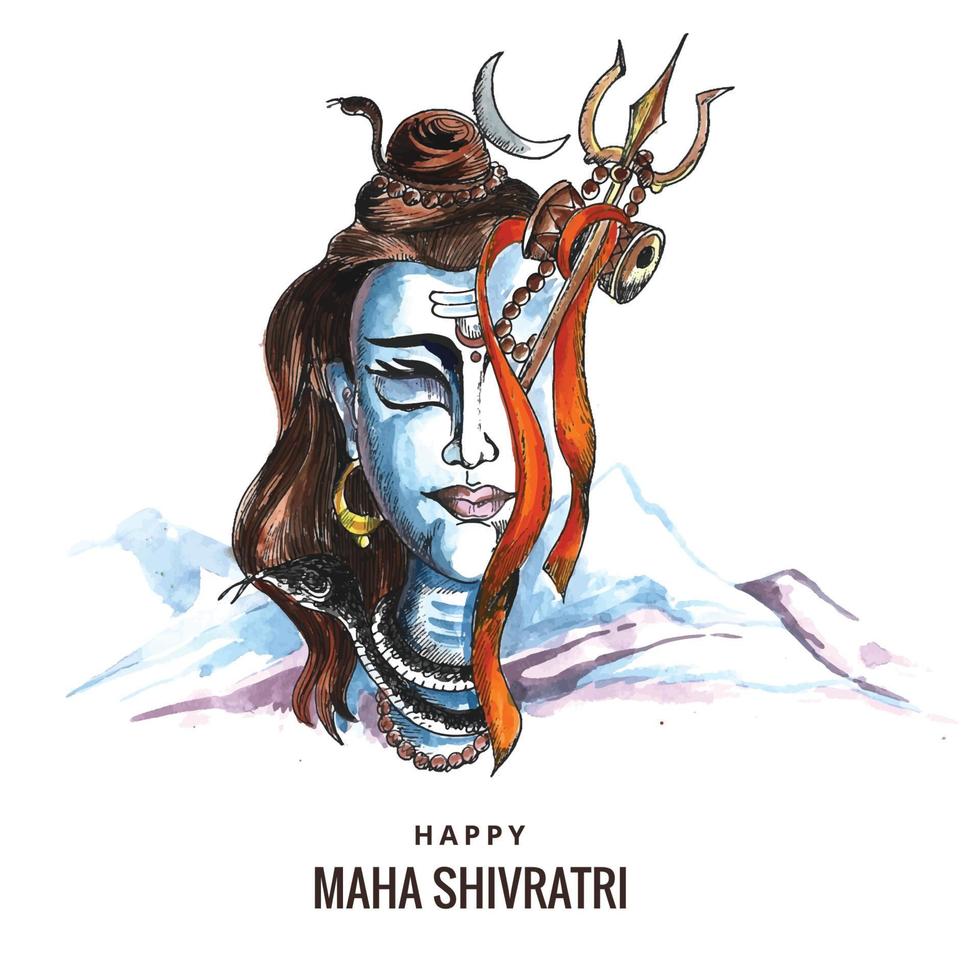 Hindu lord shiva for indian god maha shivratri beautiful card ...