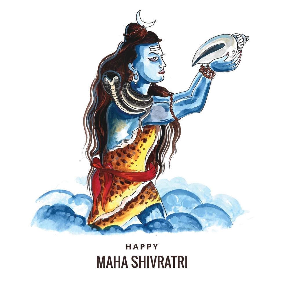 Hindu lord shiva for indian god maha shivratri beautiful card ...