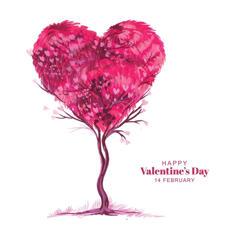 Elegant tree heart shape valentines day holiday background vector