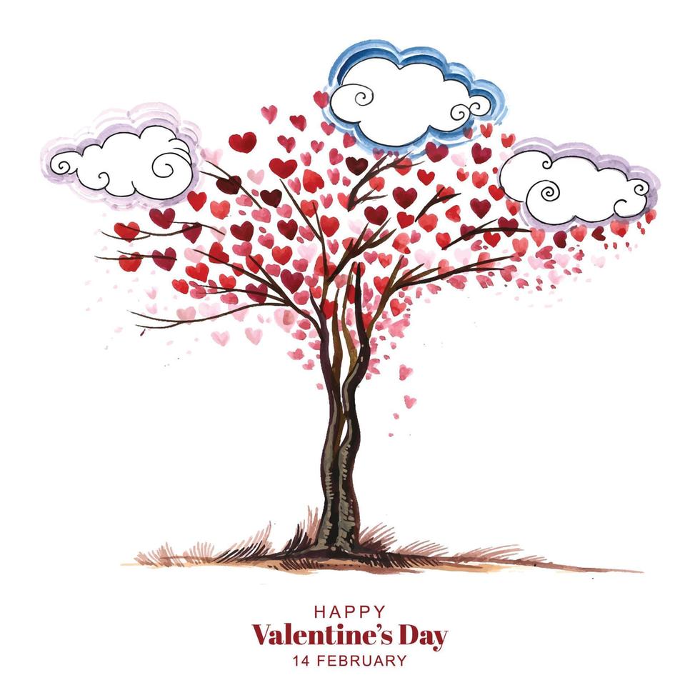 Beautiful heart shape tree valentines day card design vector
