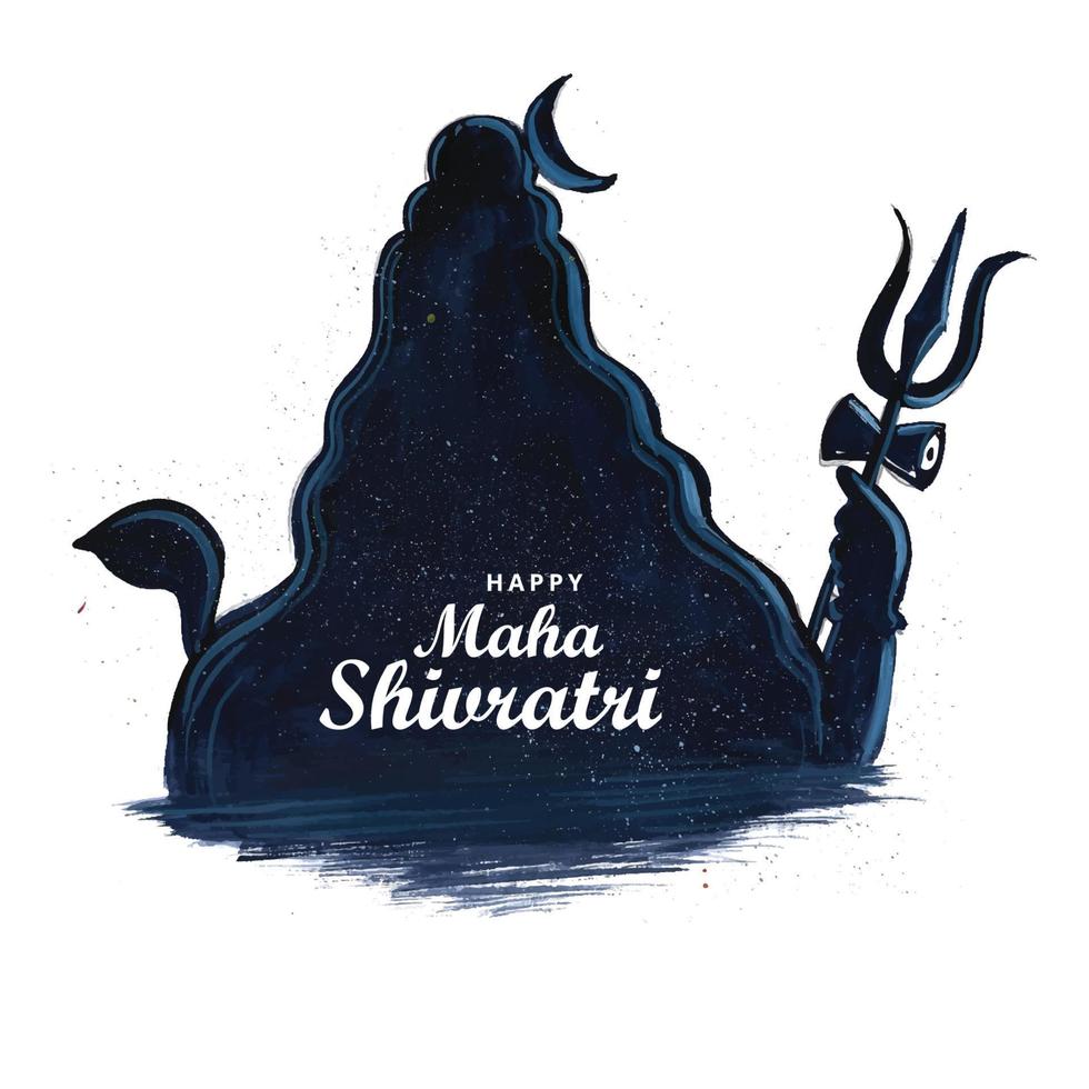Maha shivratri for lord shiva silhouette card background vector