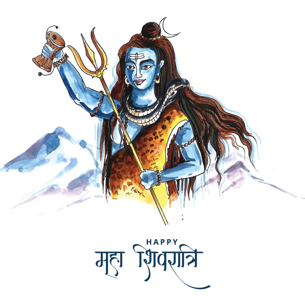 Lord shiva indian god of hindu for maha shivratri card background vector