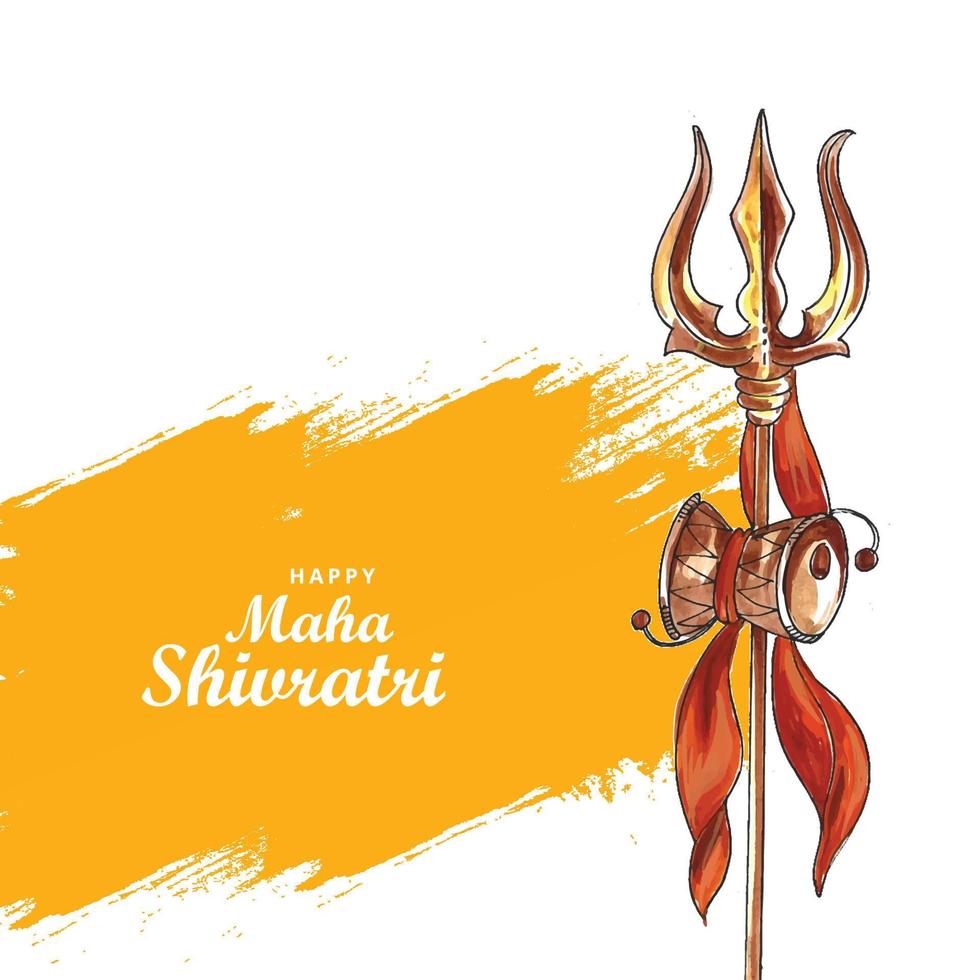 Happy maha shivratri with trisulam a hindu festival celebration background vector