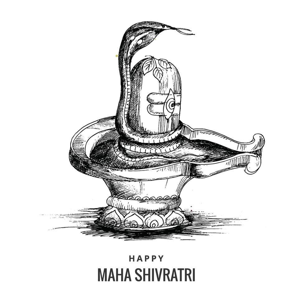 mano dibujar shiv ling bosquejo maha shivratri festival tarjeta fondo vector