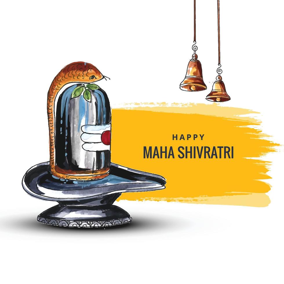 Beautiful happy maha shivratri greeting card with shivling background vector