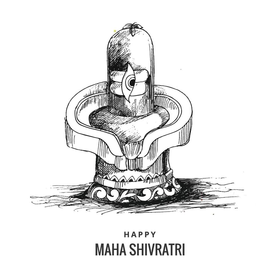 mano dibujar shiv ling bosquejo maha shivratri festival tarjeta fondo vector