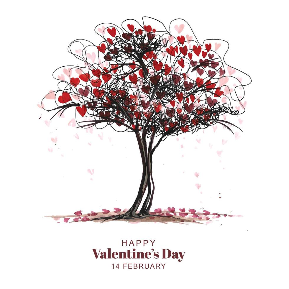Beautiful heart shape tree valentines day card design vector
