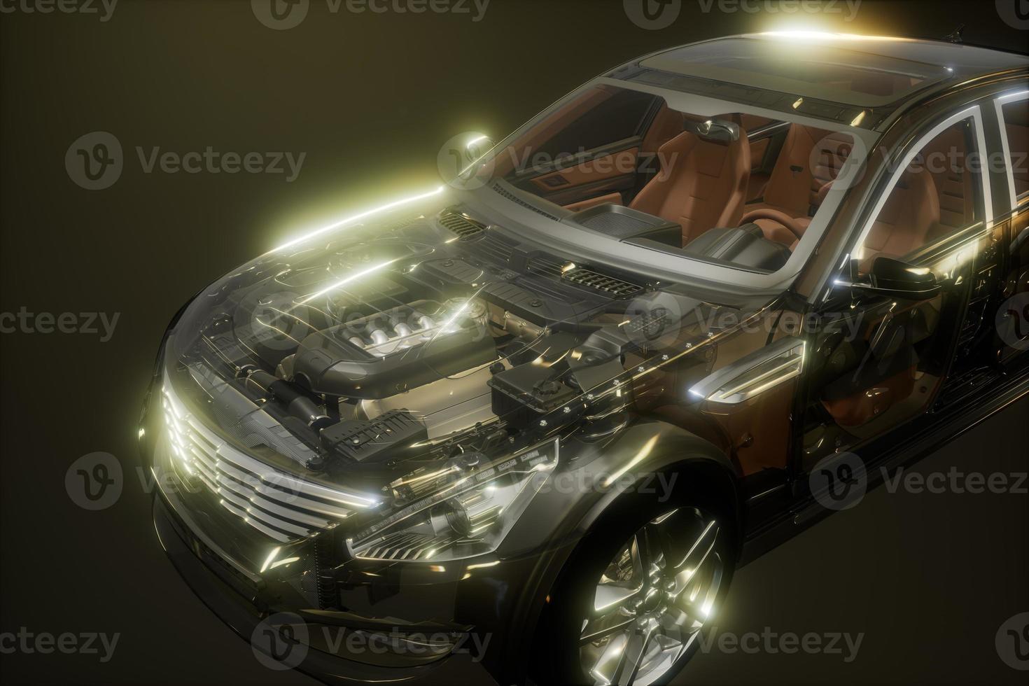 engine and other parts visible in car photo