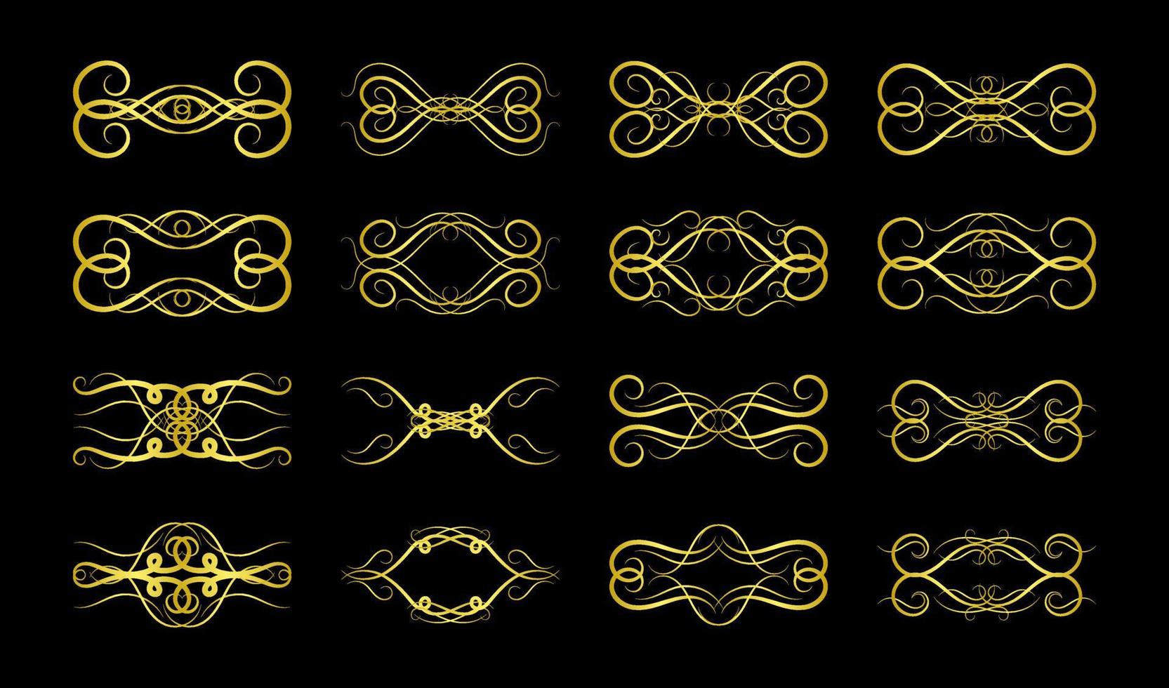 Gold Borders Elements Set Collection, ornament Vector