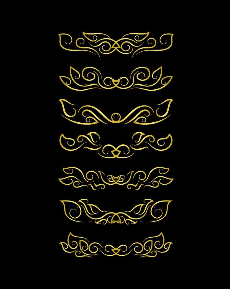 Gold Borders Elements Set Collection, ornament Vector