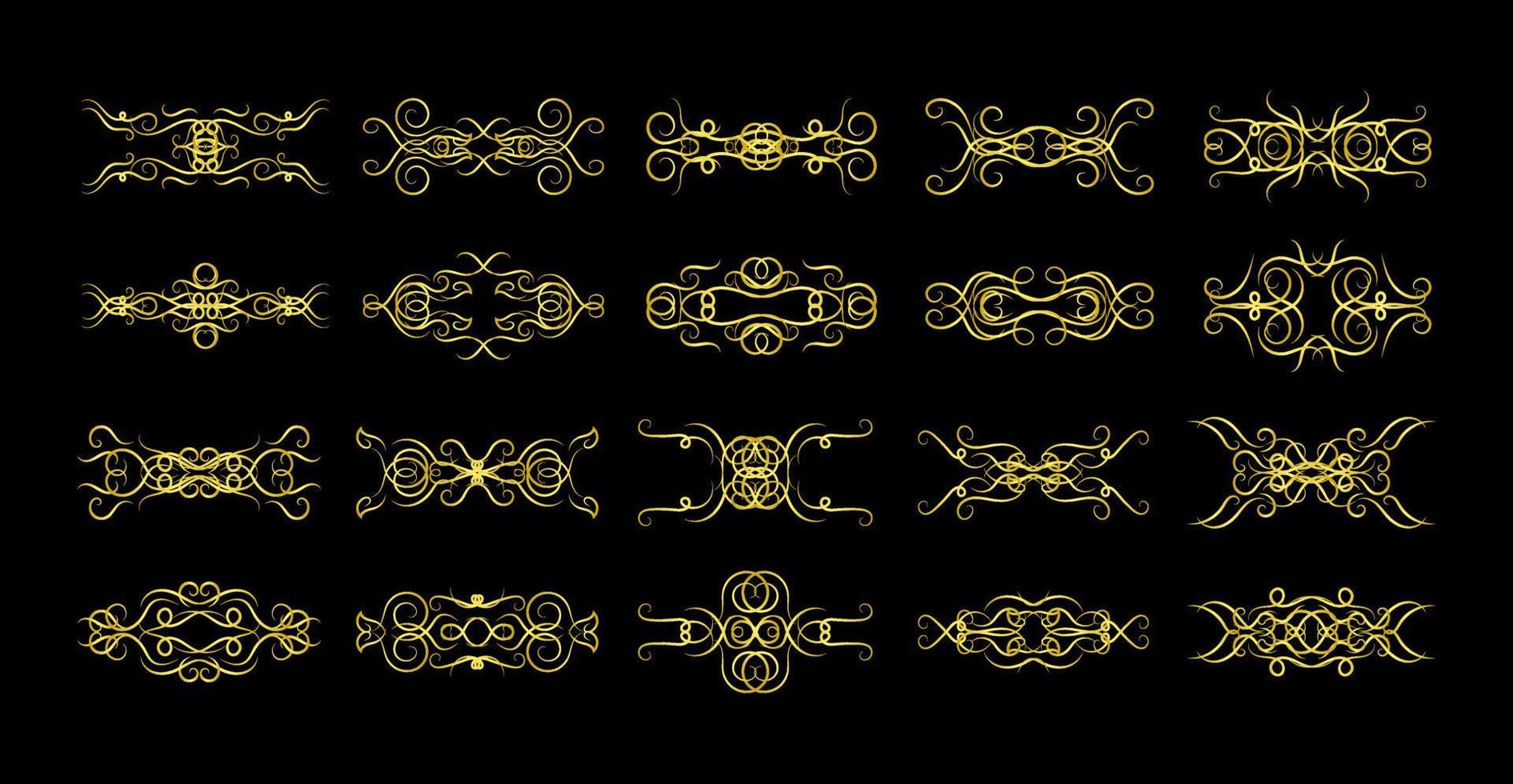 Gold Borders Elements Set Collection, ornament Vector