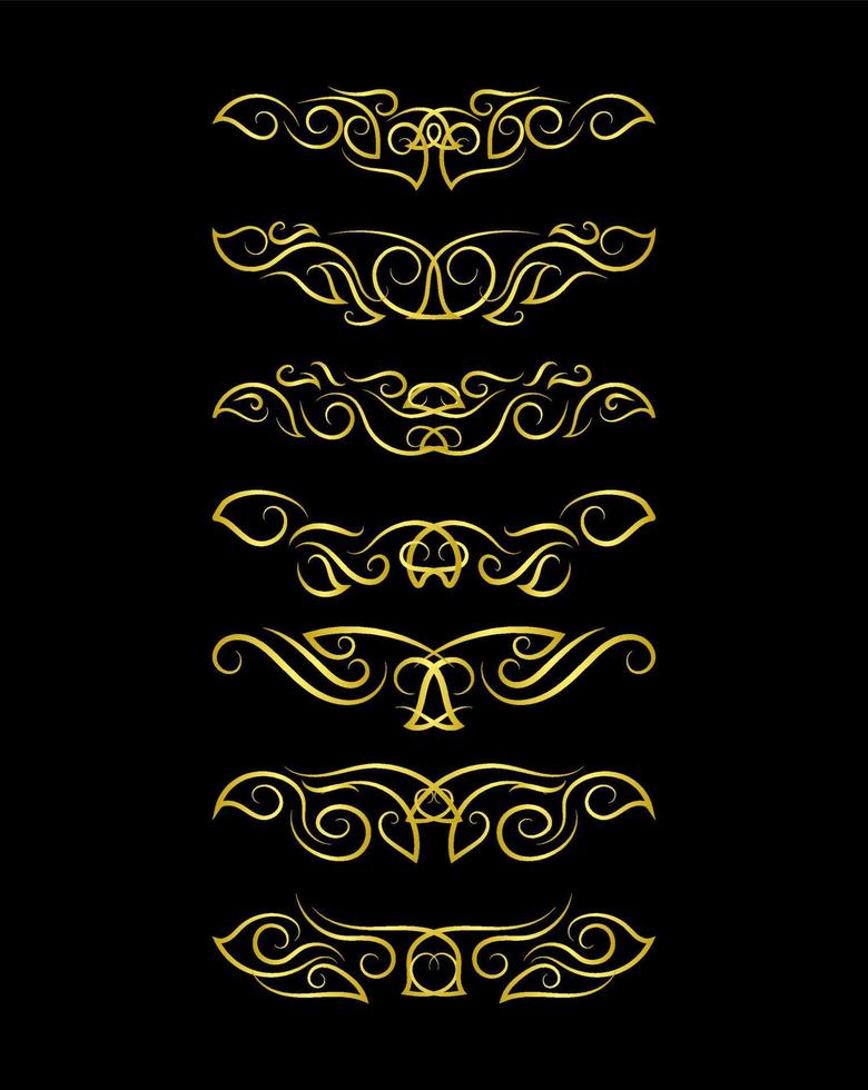 Gold Borders Elements Set Collection, ornament Vector