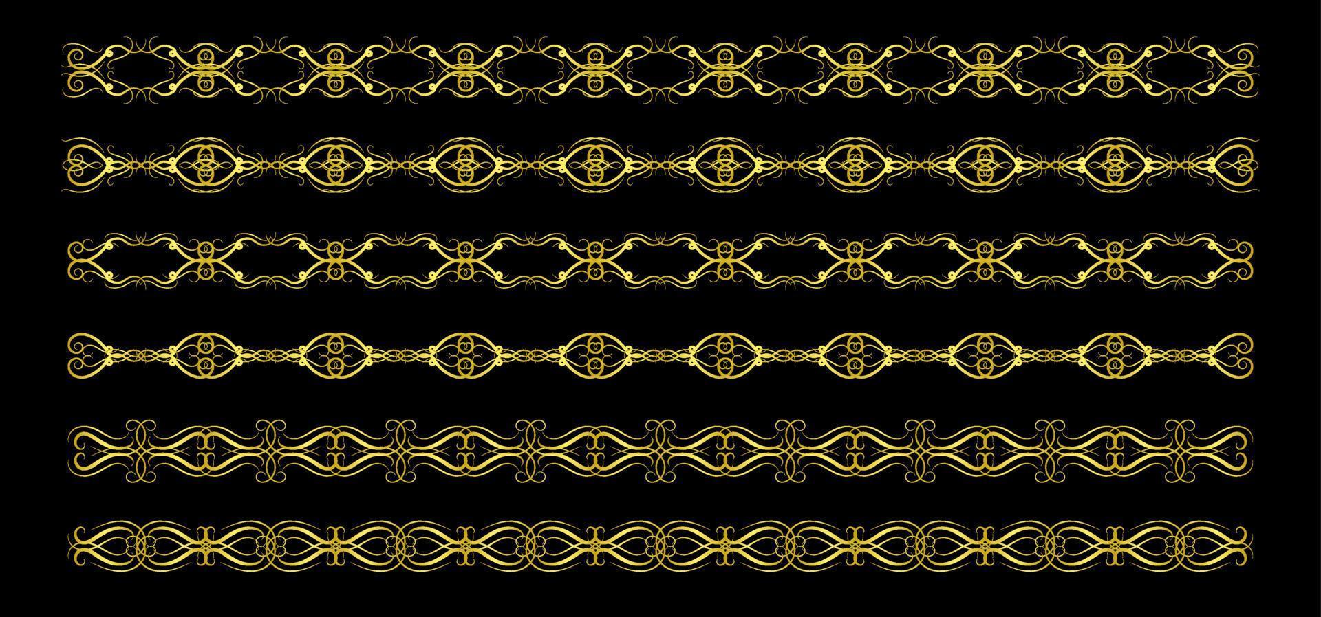 Gold Borders Elements Set Collection, ornament Vector