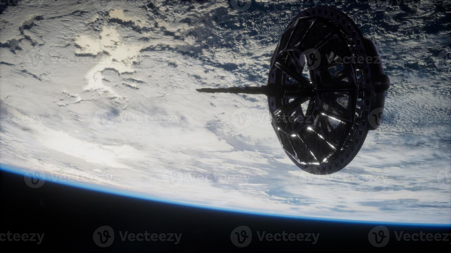 futuristic Space satellite orbiting the earth photo