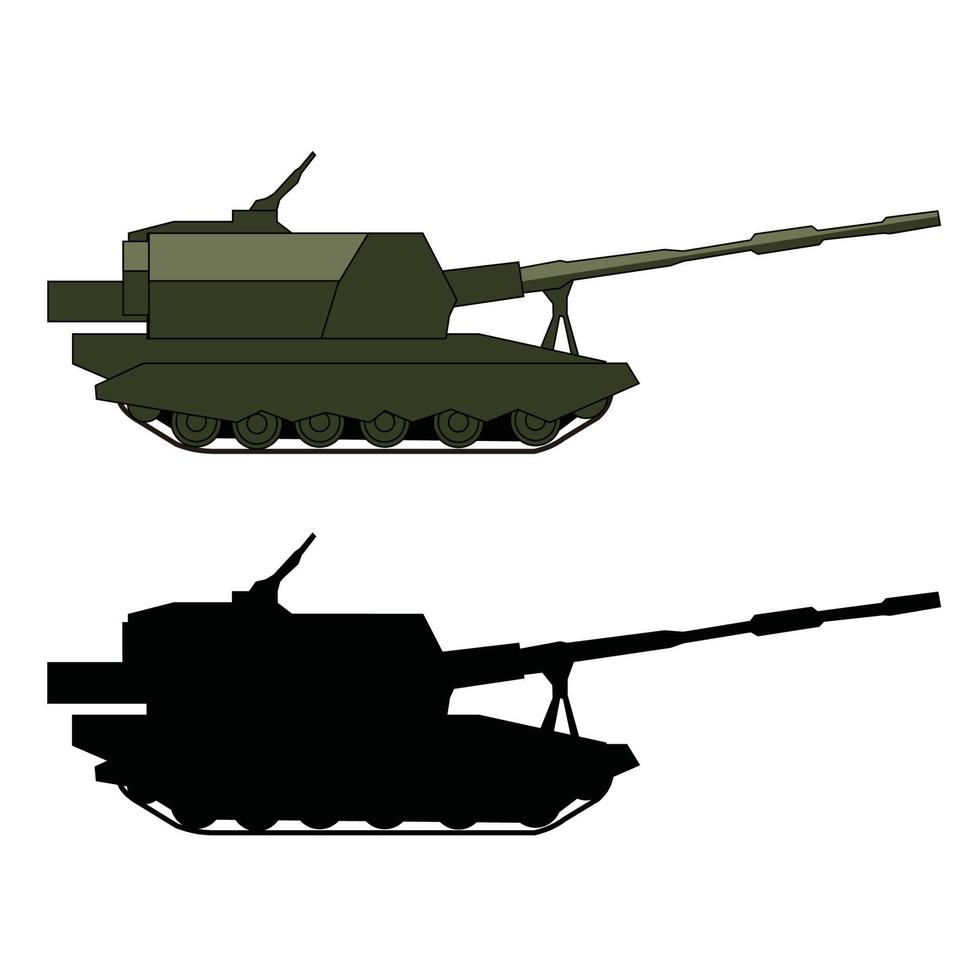 howitzer tank side view vector