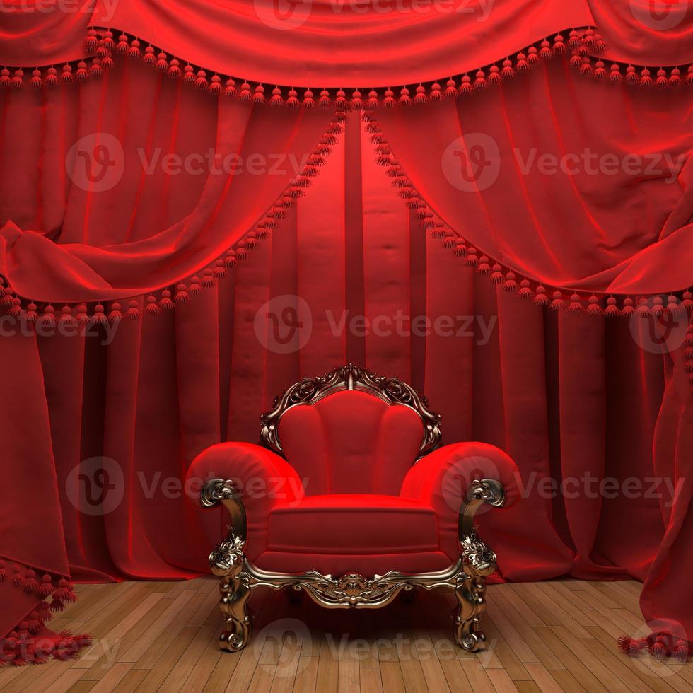 red velvet curtain opening the scene photo