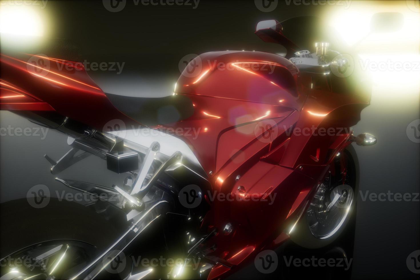 moto sport bike in dark studio with bright lights photo