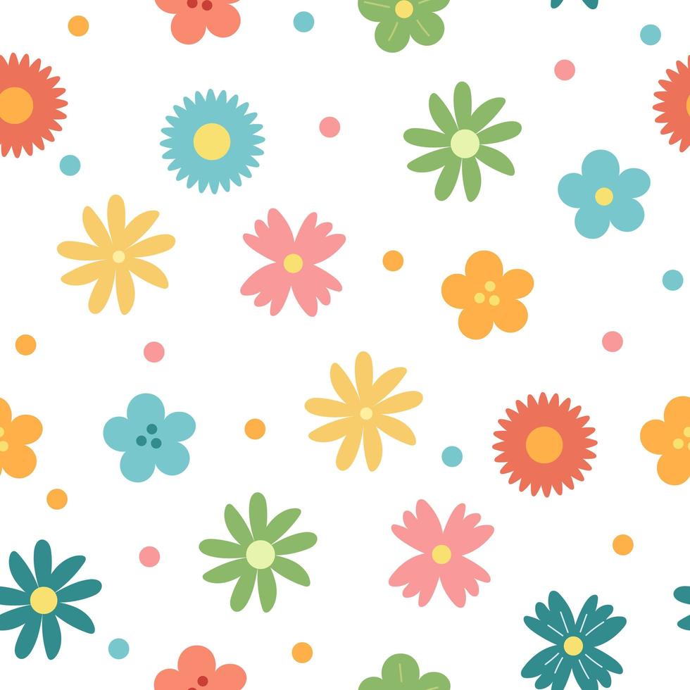 Simple spring flowers - seamless vector pattern on white