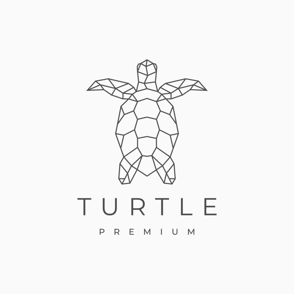 Turtle line art outline logo icon design template vector