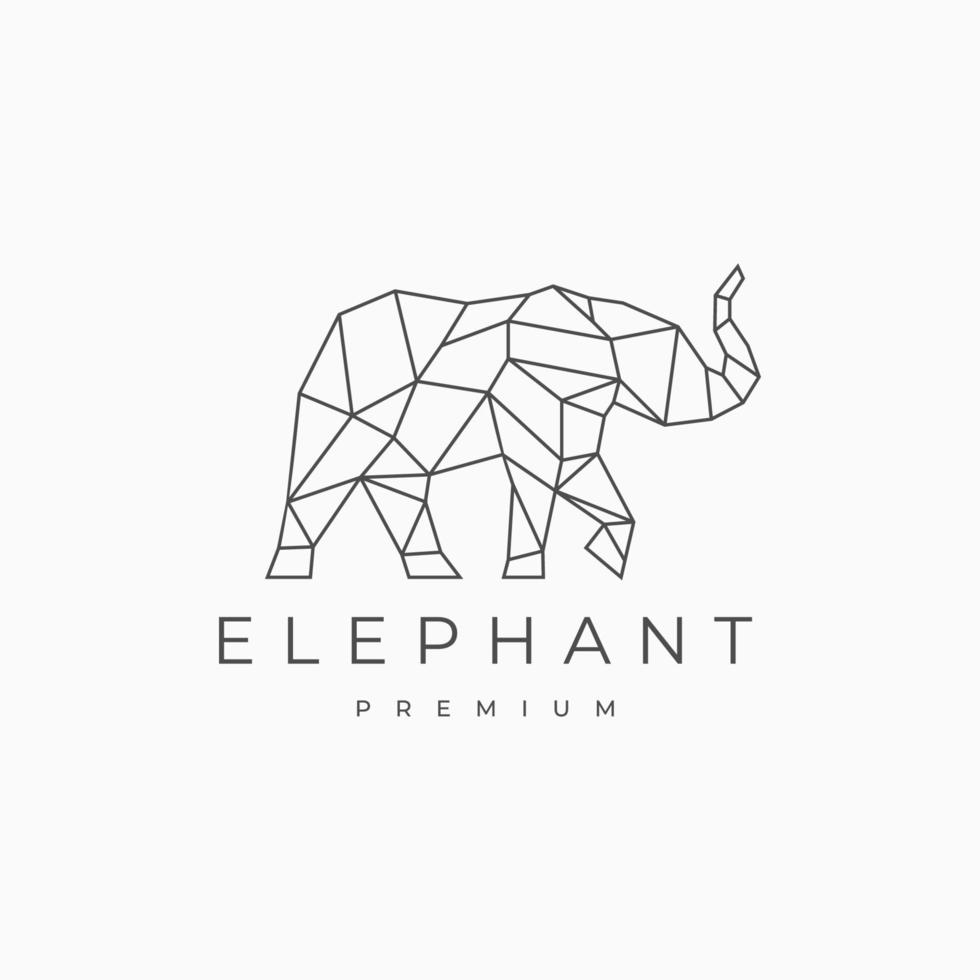 Elephant line art outline logo icon design template vector