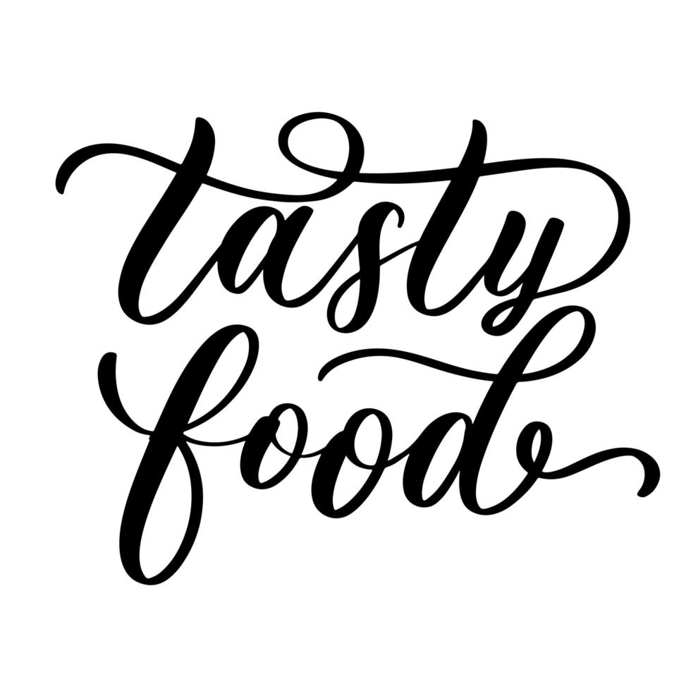 Tasty food typography lettering inscription for health center, organic and vegetarian store, poster, logo. vector