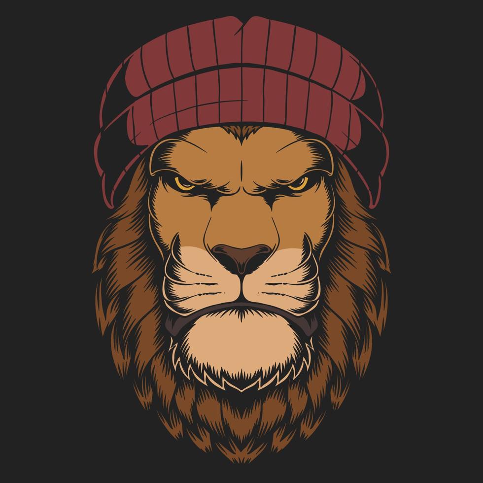 Lion beanie hat vector illustration