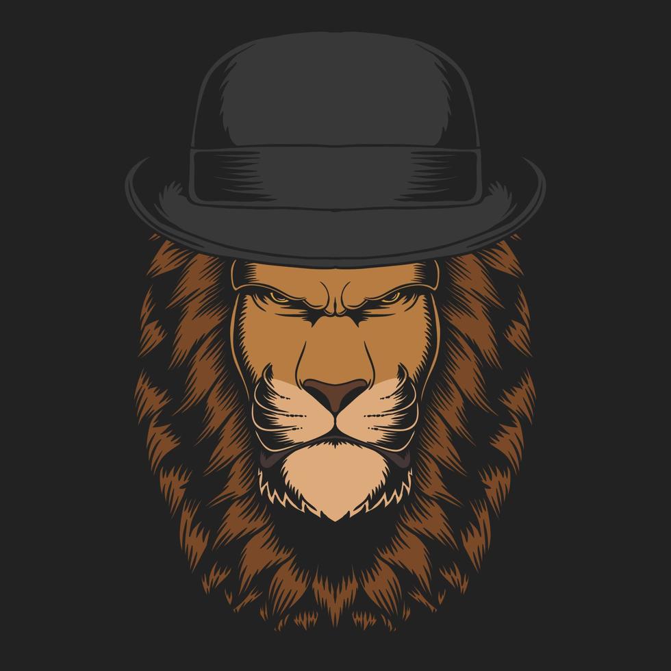 león, círculo, sombrero, vector, ilustración vector