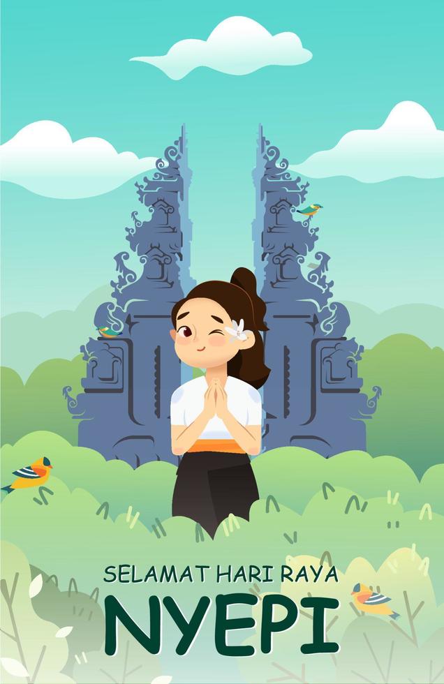 Bali's Day Of Silence And Hindu New Year Vector Illustration fit for Poster Banner and Template