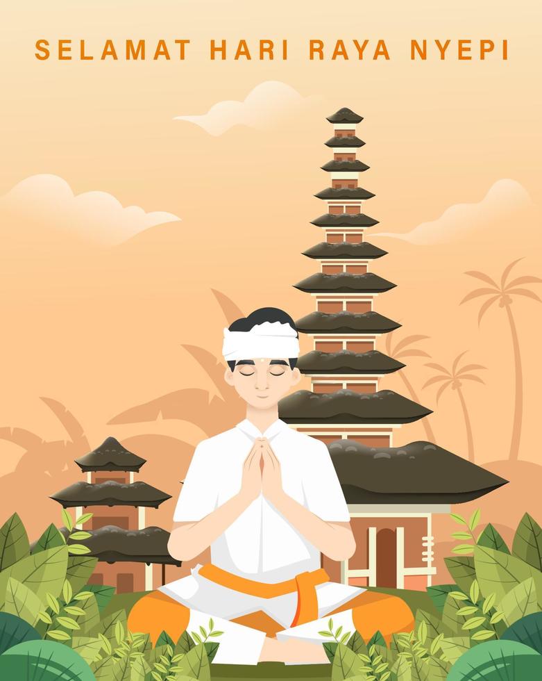 Bali's Day Of Silence And Hindu New Year Vector Illustration fit for Poster Banner and Template